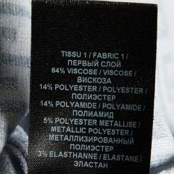 Pre Owned Balmain Light Blue Monogram Lurex Knit Cropped Cardigan M