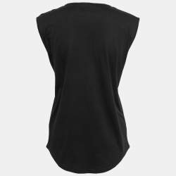 Pre Owned Balmain Black Logo Printed Cotton Button Detailed Tank Top S