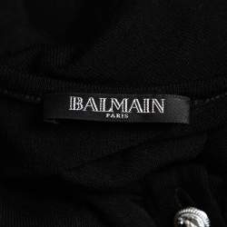 Balmain Black Knit Button Long Sleeve Top S