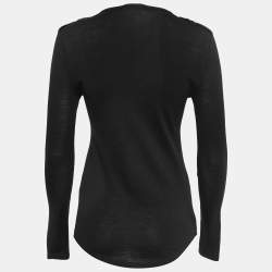 Balmain Black Knit Button Long Sleeve Top S