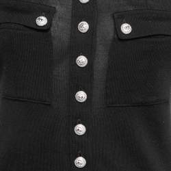 Balmain Black Knit Button Long Sleeve Top S