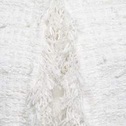 Pre Owned Balmain White Tweed & Lurex Fringed Blazer M