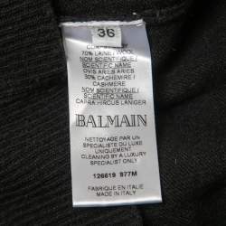 Balmain Black Wool & Cashmere Knit Button Detail Sweater S
