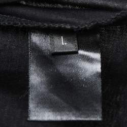 Pre Owned Balmain Black Logo Printed Cotton Buttons Detail Half Sleeve T-Shirt L