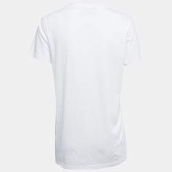Pre Owned Balmain White Printed Cotton Crew Neck Half Sleeve T-Shirt XS