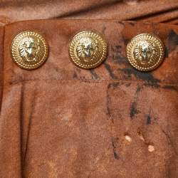 Pre Owned Balmain Brown Wolf Printed Distressed Cotton Tank Top M