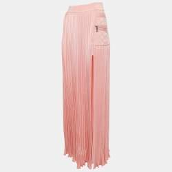 Pre Owned Balmain Pink Knit Fit & Flare High Waist Maxi Skirt S