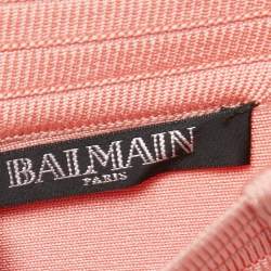 Pre Owned Balmain Pink Knit Fit & Flare High Waist Maxi Skirt S