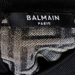 Pre Owned Balmain Monochrome Monogram Jacquard Mini Dress M