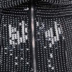 Pre Owned Balmain Black Sequin Bead Embellished Jumpsuit S