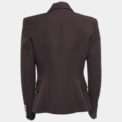 Balmain Brown Wool Double Breasted Blazer L