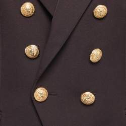 Balmain Brown Wool Double Breasted Blazer L