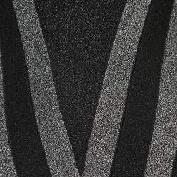 Pre Owned Balmain Black Striped Patterned Lurex Knit Mini Bodycon Dress S