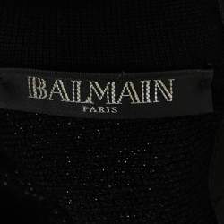 Pre Owned Balmain Black Striped Patterned Lurex Knit Mini Bodycon Dress S