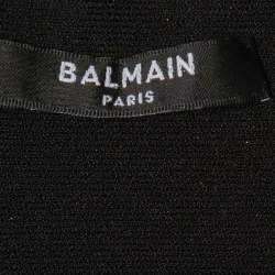 Balmain Black/Gold Striped Knit Pencil Skirt M