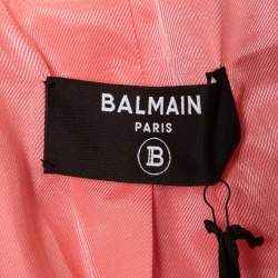 Pre Owned Balmain Pink Tweed Double-Breasted Blazer M
