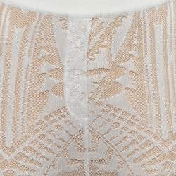 Pre Owned Balmain White Jacquard Knit Wide Leg Pants M