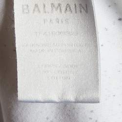 Pre Owned Balmain White Printed Back Cotton Knit T-Shirt S