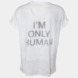 Pre Owned Balmain White Printed Back Cotton Knit T-Shirt S