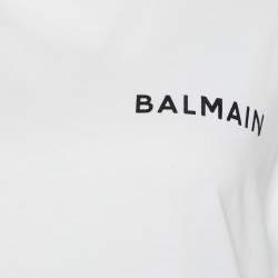 Pre Owned Balmain White Printed Back Cotton Knit T-Shirt S