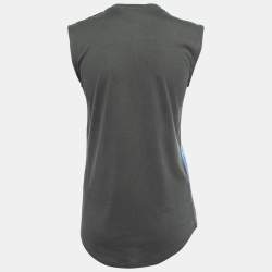 Pre Owned Balmain Dark Green Indian Tribal Print Cotton & Modal Tank Top M