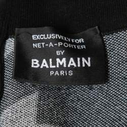 Balmain Black Stretch Knit Houndstooth Mini Dress L