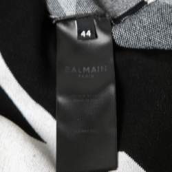 Balmain Black Stretch Knit Houndstooth Mini Dress L