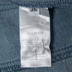 Pre Owned Balmain Blue Denim Buttoned Sleeveless Long Dress S