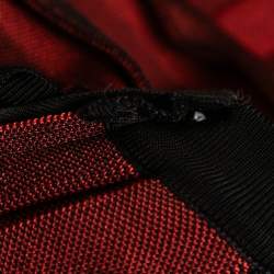 Balmain Black/Red Knit Pleated Halterneck Mini Dress S
