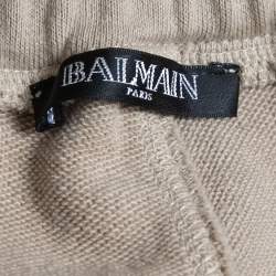 Balmain Beige Cotton Drawstring Lace-Up Detail Joggers XS