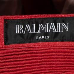 Balmain Red Denim Quilted Skinny Jeans M Waist 27"