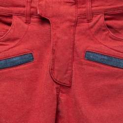 Balmain Red Denim Quilted Skinny Jeans M Waist 27"