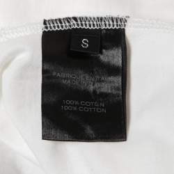 Pre Owned Balmain White Cotton Knit Distressed Detail T-Shirt S