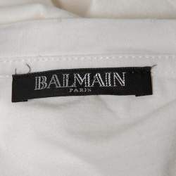 Pre Owned Balmain White Cotton Knit Distressed Detail T-Shirt S