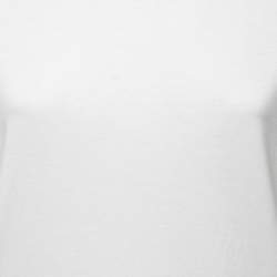 Pre Owned Balmain White Cotton Knit Distressed Detail T-Shirt S