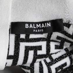 Pre Owned Balmain Black/White Lurex Knit Bodycon Mini Dress M