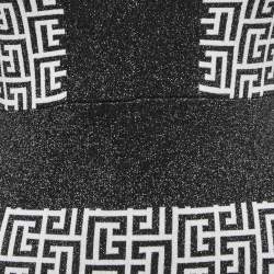 Pre Owned Balmain Black/White Lurex Knit Bodycon Mini Dress M