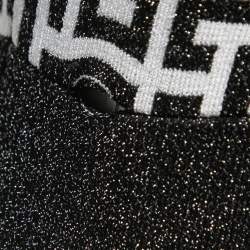 Pre Owned Balmain Black/White Lurex Knit Bodycon Mini Dress M