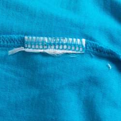 Pre Owned Balmain Blue Logo Printed Cotton Knit Sleeveless Tank Top M