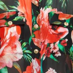 Pre Owned Balmain Multicolor Floral Print Silk Button Front Shirt Blouse M