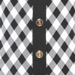 Pre Owned Balmain Black/White Diamond Patterned Knit Sleeveless Bodycon Dress XL