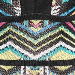 Pre Owned Balmain Multicolor Patterned Knit Deep V-Neck Bodycon Dress M
