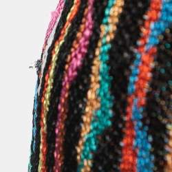 Pre Owned Balmain Multicolor Patterned Knit Deep V-Neck Bodycon Dress M