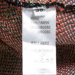 Pre Owned Balmain Multicolor Patterned Knit Deep V-Neck Bodycon Dress M