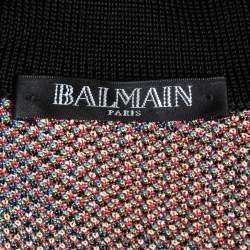 Pre Owned Balmain Multicolor Patterned Knit Deep V-Neck Bodycon Dress M