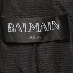 Pre Owned Balmain Black Leather Double Breasted Jacket S