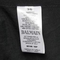 Pre Owned Balmain Black Leather Double Breasted Jacket S