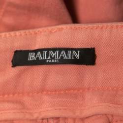 Pre Owned Balmain Pink Denim Buttoned Skinny Jeans M Waist 30"
