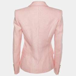 Pre Owned Balmain Pink Boucle Double Breasted Blazer S