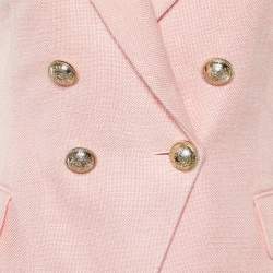 Pre Owned Balmain Pink Boucle Double Breasted Blazer S